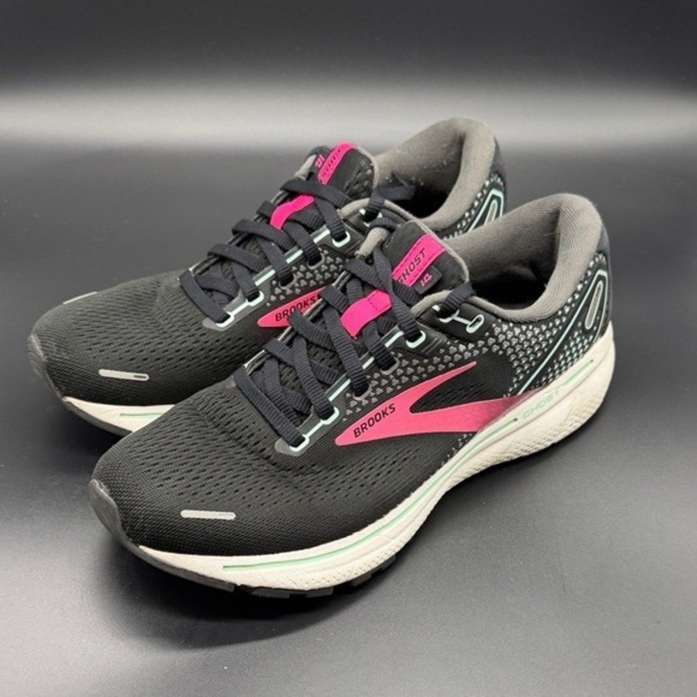 Brooks Ghost 14 Running Shoes Black Pink Women's Size 9 Athletic Sneakers